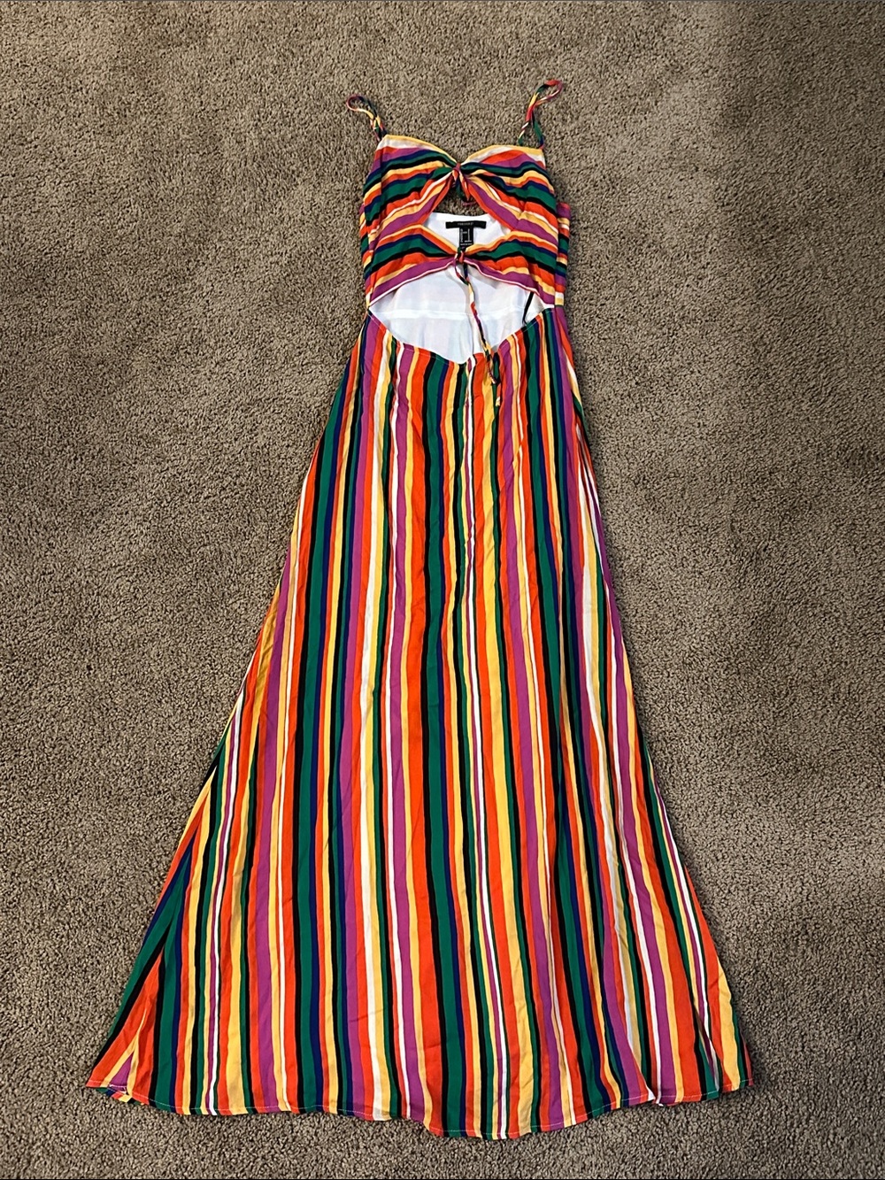 Forever 21 Multicolor Striped Cutout Maxi Dress